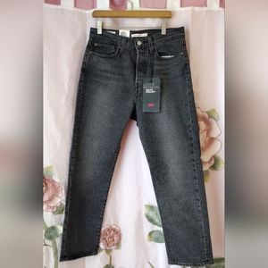 Levi's High Rise Icon Wedgie Straight Jeans in Black/Gray